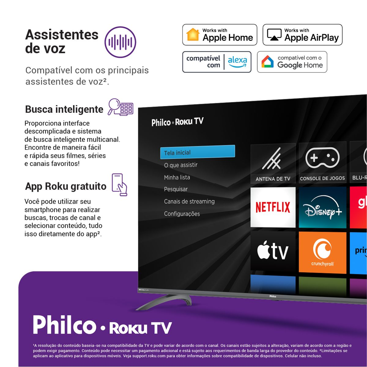 Smart TV 55” Philco LED Roku TV Dolby Áudio PTV55G3ERSGB