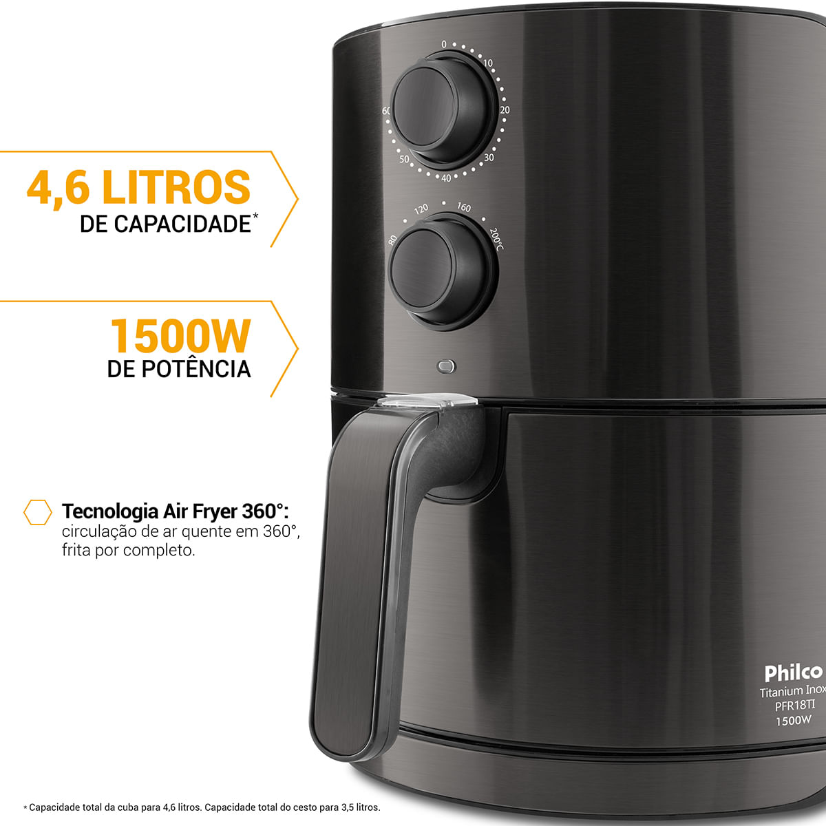 Air Fryer Philco 4,6L 1500W Titanium Inox PFR18TI