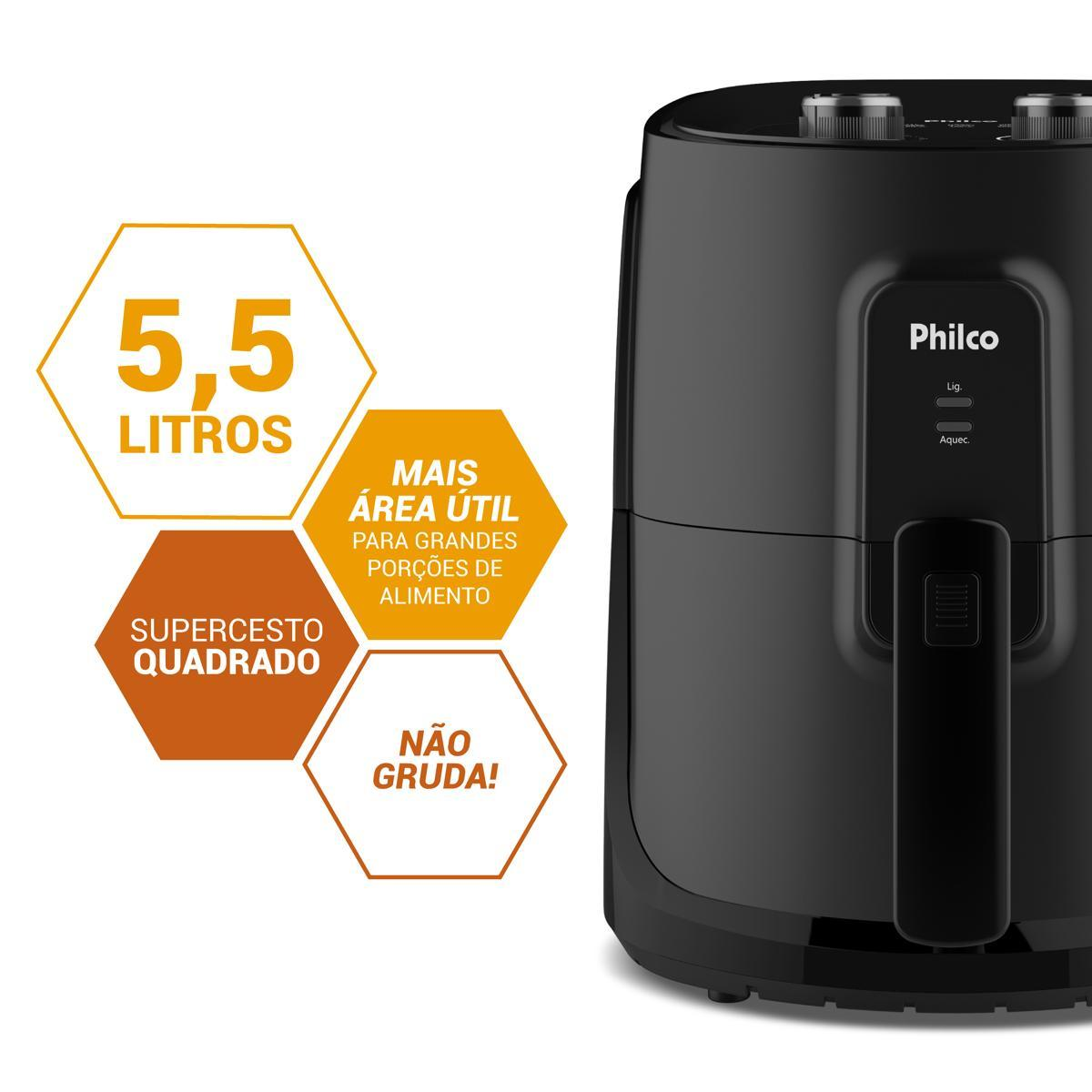 Air Fryer Philco 5,5L Cesto Quadrado 1500W PAF55A