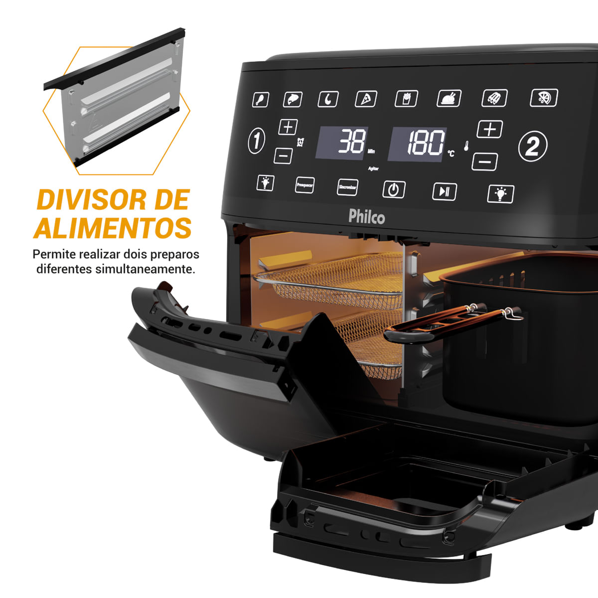 Air Fryer Philco 14L 4 em 1 Painel Digital PAF14A